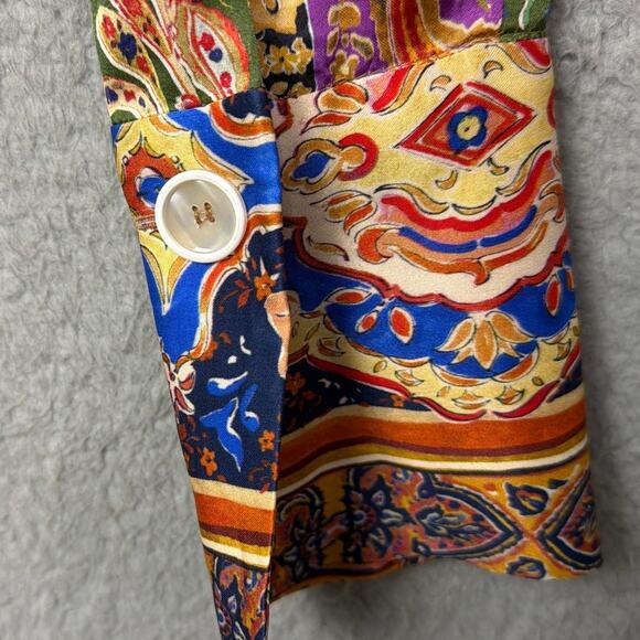 ZARA Satin Paisley Twist Front Crop Top V-Neck Blouse Indie Boho Chic Size S NWT - Picture 7 of 10